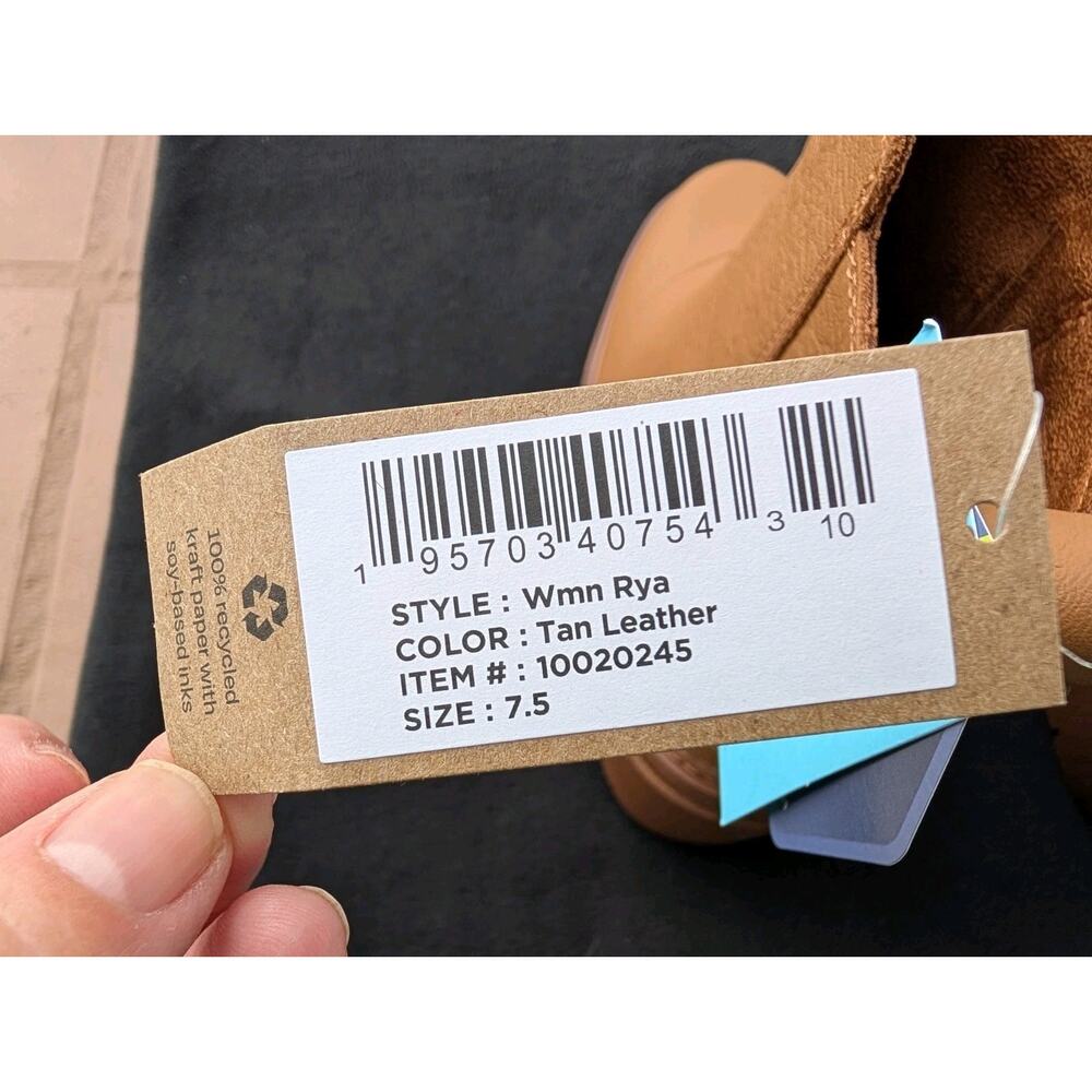 TOMS Rya Boots Tan LEATHER Platform Block Heel NWT Size W7. 5 - Picture 13 of 14